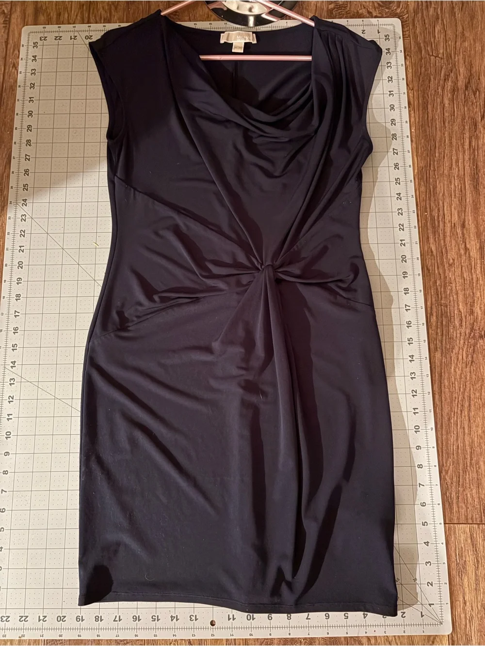 Michael Kors Blue Cowl-Neck Twist-Front Midi Dress
